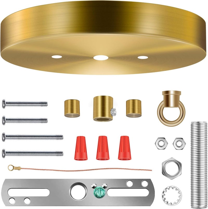 MAYOMAJO 6 Inches Light Canopy Kit with Heavy Duty Replacement Ceiling Cover Plate & Mounting Hardware for Lighting Fixtures Chandelier Pendant Lamp or DIY Project (Brass) - Image 1